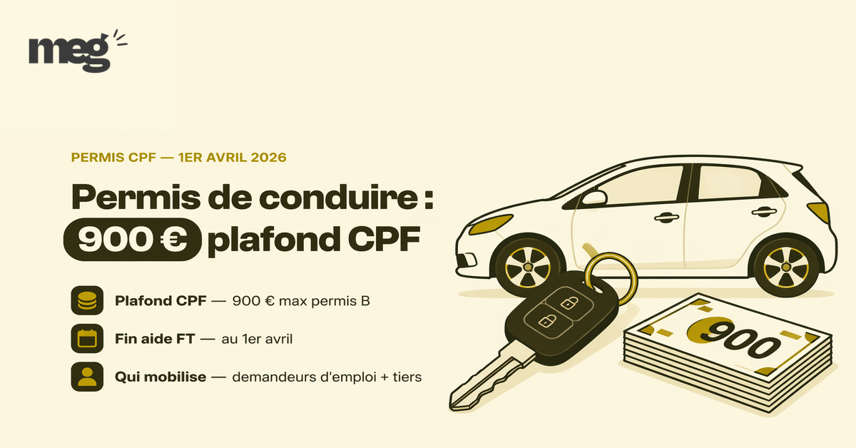 Permis de conduire : plafond CPF 900 € + fin aide France Travail au 1er avril 2026